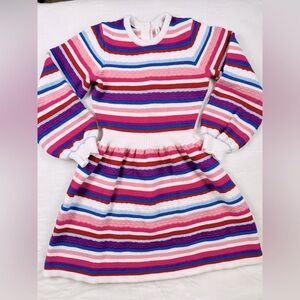Janie And Jack Colorful Striped Sweater Dress Balloon Sleeve Chunky Knit